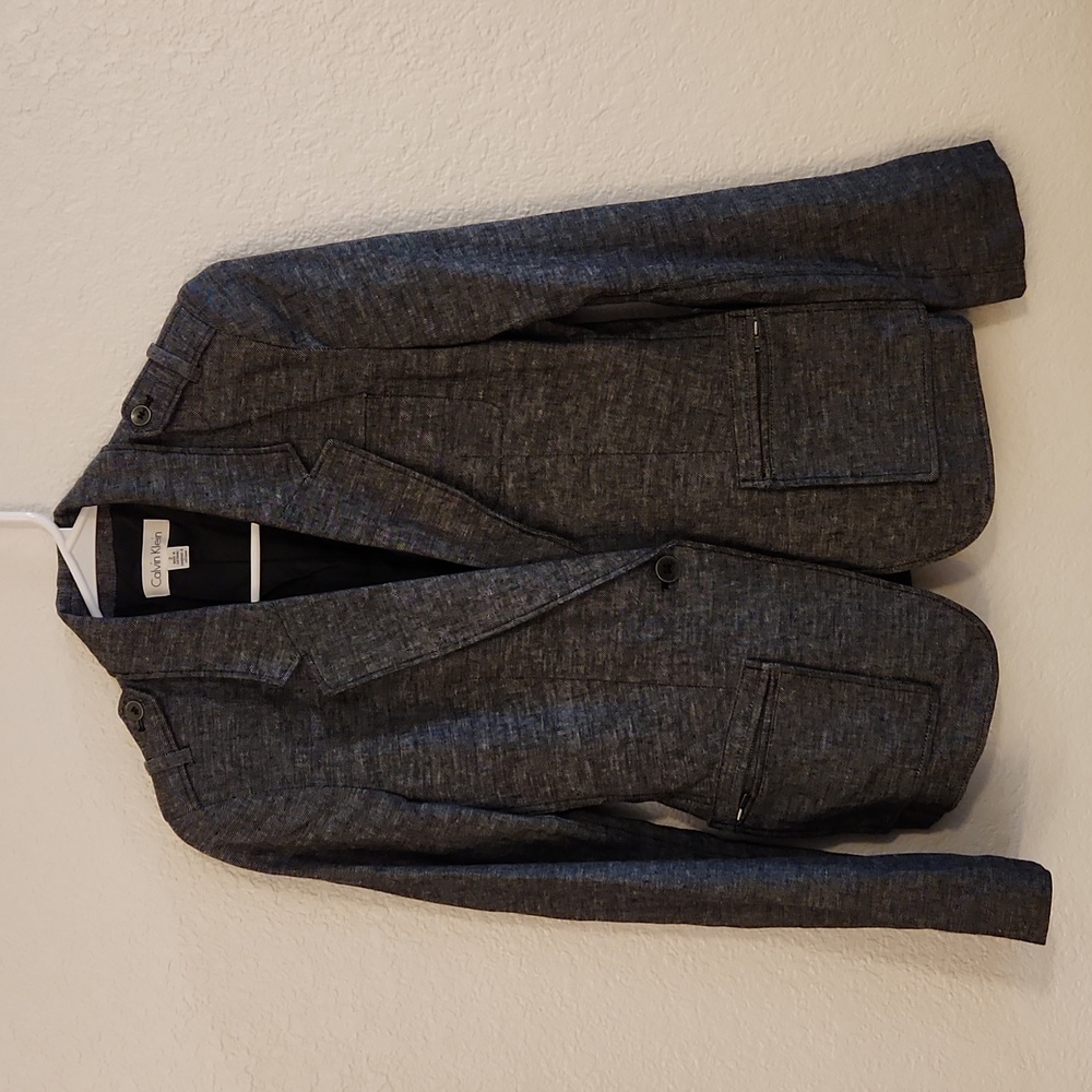 EUC CALVIN KLEIN LINEN BLEND BLAZER SIZE 2